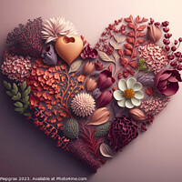 Buy canvas prints of A Valentines Day Heart made of Flowers on a light background cre by Michael Piepgras