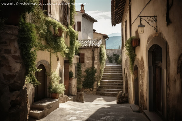 An old street in an idyllic Italian village created with generat Picture Board by Michael Piepgras