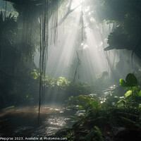 Buy canvas prints of Jungle with light rays coming from above created with generative by Michael Piepgras