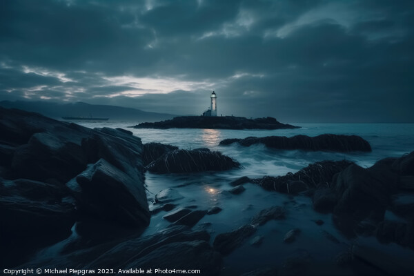 Long exposure of a rocky coast with a lighthouse on it created w Picture Board by Michael Piepgras