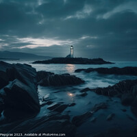 Buy canvas prints of Long exposure of a rocky coast with a lighthouse on it created w by Michael Piepgras