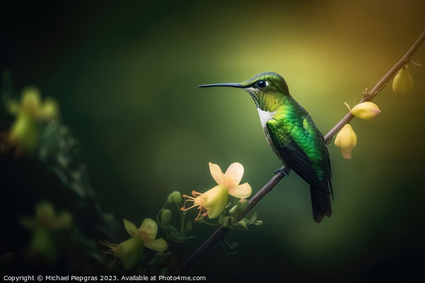 Portrait of a Green Hummingbird on a Flower created with generat Picture Board by Michael Piepgras