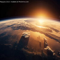 Buy canvas prints of The rising sun above the earth as seen from space created with g by Michael Piepgras