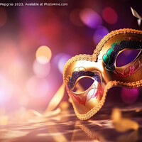 Buy canvas prints of Venetian carnival mask with shiny lights and a defocused bokeh c by Michael Piepgras
