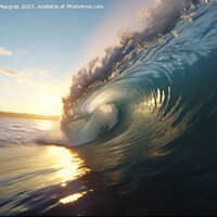 Buy canvas prints of A big wave looking into the wave tunnel during sunset created wi by Michael Piepgras