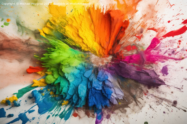 A color Wheel with goethe colors exploding in colorful powder on Picture Board by Michael Piepgras