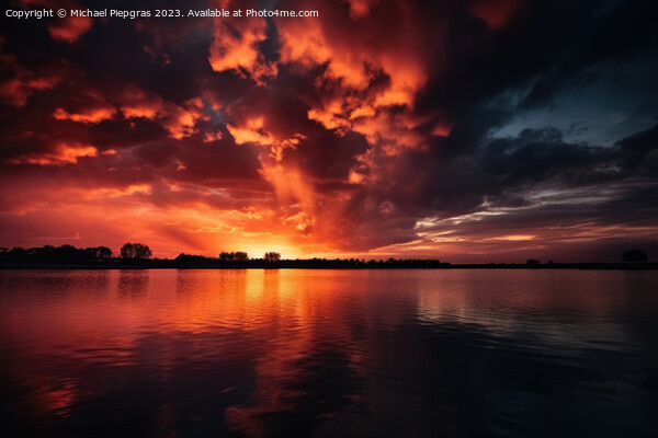 A stunning and dramatic sunset sky created with generative AI te Picture Board by Michael Piepgras