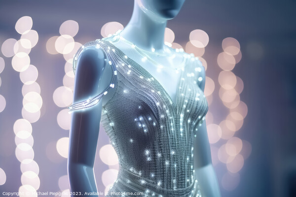 An Elegant Dress Made of Fibre Optic Cables on a Mannequin creat Picture Board by Michael Piepgras