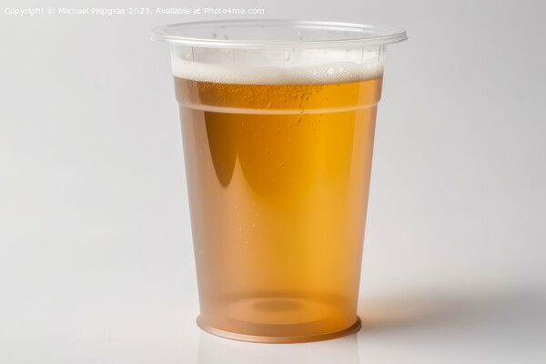 Glass of beer in a plastic tumbler on a white background created Picture Board by Michael Piepgras