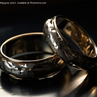 Buy canvas prints of Two wedding rings made of liquid mercury created with generative by Michael Piepgras