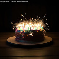 Buy canvas prints of A birthday cake with lots of lights created with generative AI t by Michael Piepgras