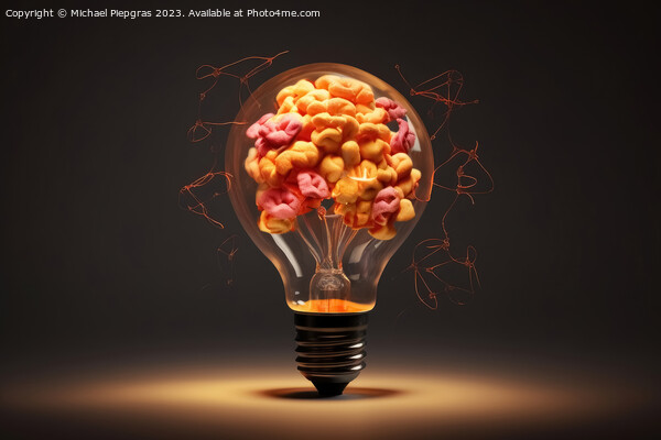 A creative idea mix of a lightbulb and a brain created with gene Picture Board by Michael Piepgras