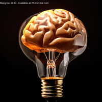 Buy canvas prints of A creative idea mix of a lightbulb and a brain created with gene by Michael Piepgras