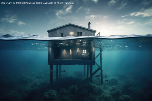 A house on the ground of the ocean under water created with gene Picture Board by Michael Piepgras