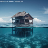 Buy canvas prints of A house on the ground of the ocean under water created with gene by Michael Piepgras