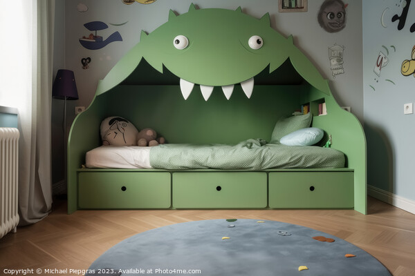 A kids bedroom with a monster bed created with generative AI tec Picture Board by Michael Piepgras