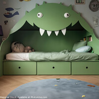 Buy canvas prints of A kids bedroom with a monster bed created with generative AI tec by Michael Piepgras