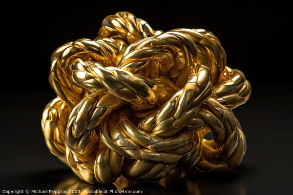 A knot made of gold created with generative AI technology. Picture Board by Michael Piepgras