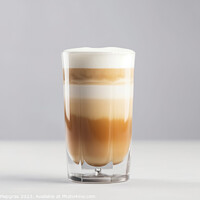 Buy canvas prints of A latte macchiato in a glas on a white background created with g by Michael Piepgras