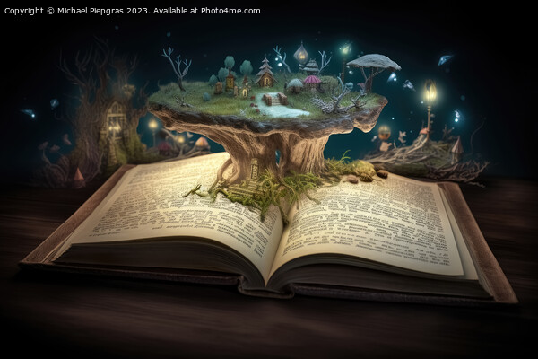 A magical book with fantasy stories coming out of the book creat Picture Board by Michael Piepgras