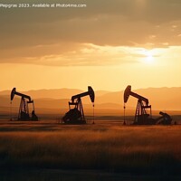 Buy canvas prints of A field of oil wells pumping oil out of the ground created with  by Michael Piepgras