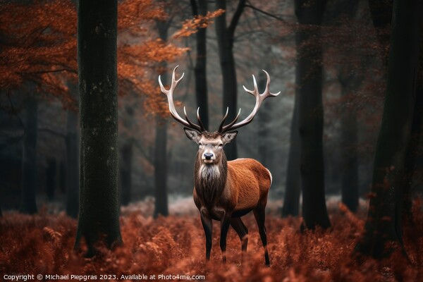 A majestic deer in front of a forest created with generative AI  Picture Board by Michael Piepgras