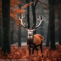 Buy canvas prints of A majestic deer in front of a forest created with generative AI  by Michael Piepgras