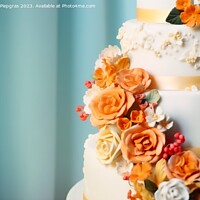 Buy canvas prints of A multi-tiered wedding cake with lots of decoration created with by Michael Piepgras