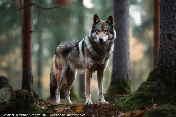 A wolf in a northern european forest created with generative AI  Picture Board by Michael Piepgras