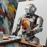 Buy canvas prints of AI robot is painting an artwork created with generative AI techn by Michael Piepgras
