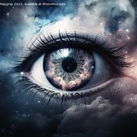 Buy canvas prints of An eye made of clouds with a universe background  created with g by Michael Piepgras
