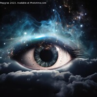 Buy canvas prints of An eye made of clouds with a universe background  created with g by Michael Piepgras