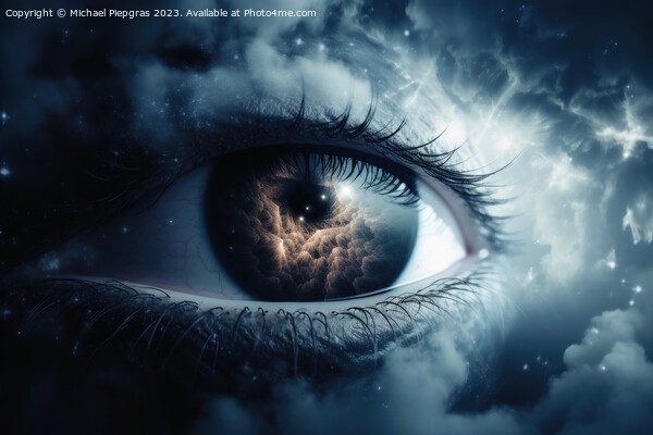 An eye made of clouds with a universe background  created with g Picture Board by Michael Piepgras