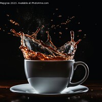 Buy canvas prints of Coffee splashing in a coffee cup created with generative AI tech by Michael Piepgras