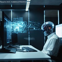 Buy canvas prints of An office worker using artificial intelligence created with gene by Michael Piepgras