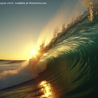 Buy canvas prints of A big wave looking into the wave tunnel during sunset created wi by Michael Piepgras