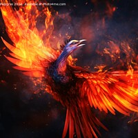 Buy canvas prints of A burning Phoenix birds from the ashes created with generative A by Michael Piepgras