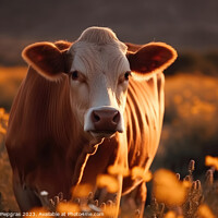 Buy canvas prints of A cow on a field with some flowers created with generative AI te by Michael Piepgras