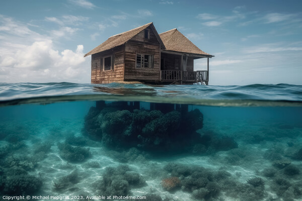A house on the ground of the ocean under water created with gene Picture Board by Michael Piepgras