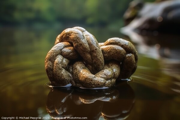 A big rope knot in the water with reflections created with gener Picture Board by Michael Piepgras