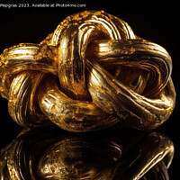 Buy canvas prints of A knot made of gold created with generative AI technology. by Michael Piepgras