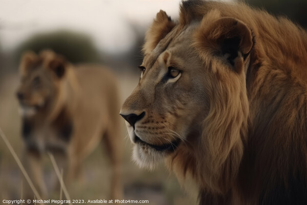 A male lion and a female lion in the background created with gen Picture Board by Michael Piepgras