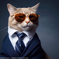 Buy canvas prints of A modern cat wearing a business suit and sunglasses created with by Michael Piepgras