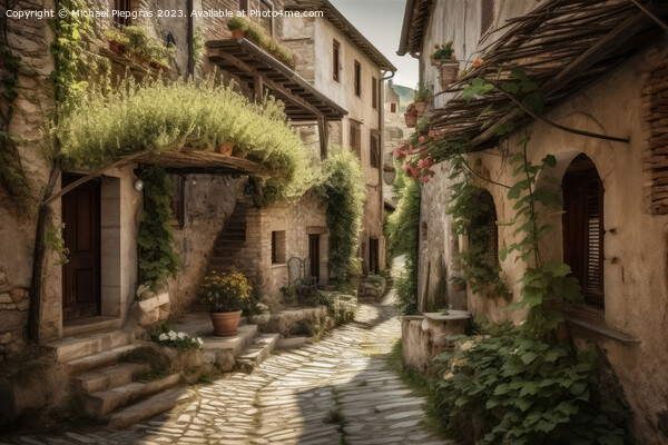 An old street in an idyllic Italian village created with generat Picture Board by Michael Piepgras