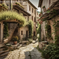 Buy canvas prints of An old street in an idyllic Italian village created with generat by Michael Piepgras