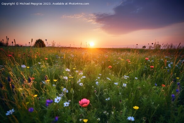 Beautiful meadow with lots of flowers during sunset created with Picture Board by Michael Piepgras