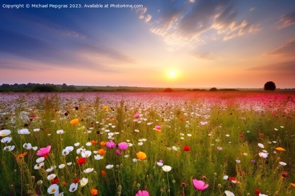 Beautiful meadow with lots of flowers during sunset created with Picture Board by Michael Piepgras