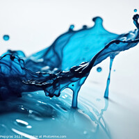 Buy canvas prints of Blue ink dripping into water created with generative AI technolo by Michael Piepgras