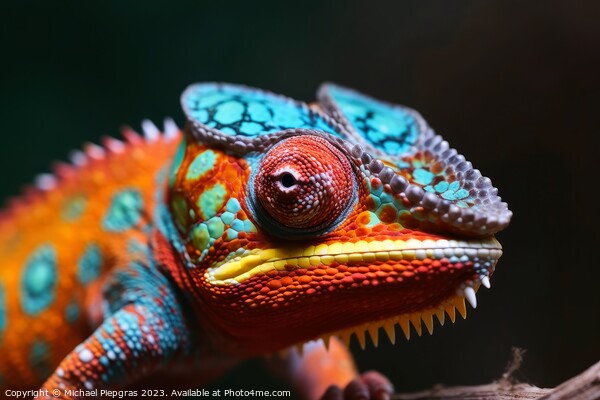 Colorful chameleon close up created with generative AI technolog Picture Board by Michael Piepgras