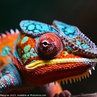Buy canvas prints of Colorful chameleon close up created with generative AI technolog by Michael Piepgras